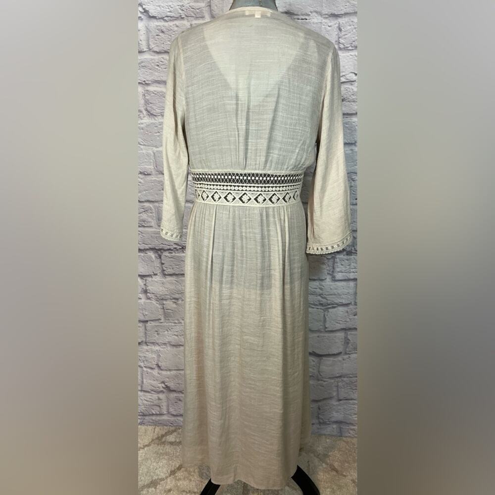 Rebellion Cream Long Open Cardigan with Embroidered Details - Picture 4 of 8